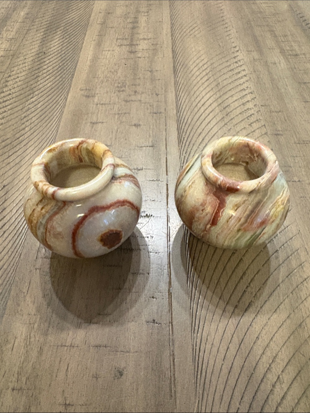 Marbled Stoneware Votive Candle Holders - Cream & Rust Set of 2 724